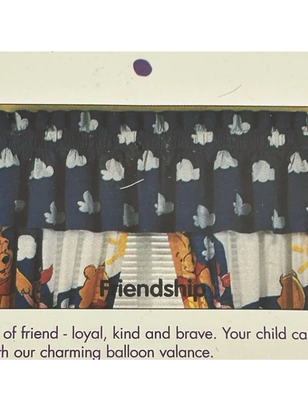 Vintage Winnie the Pooh Baby Nursery Cloud Sky Valance Friendship 80x14